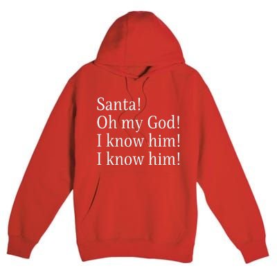 Santa! Oh My God! I Know Him! I Know Him! Funny Christmas Sayings Premium Pullover Hoodie