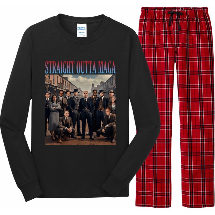 Straight Outta Maga Funny Trump 2024 Long Sleeve Pajama Set