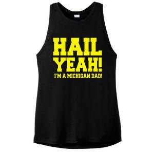 State Of Michigan Hail! Yeah Dad Father Ann Arbor Ladies PosiCharge Tri-Blend Wicking Tank