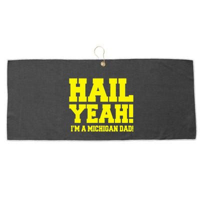 State Of Michigan Hail! Yeah Dad Father Ann Arbor Large Microfiber Waffle Golf Towel
