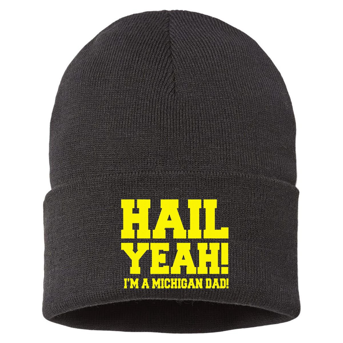 State Of Michigan Hail! Yeah Dad Father Ann Arbor Sustainable Knit Beanie