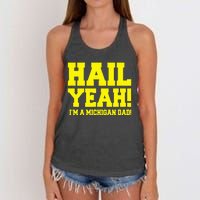 State Of Michigan Hail! Yeah Dad Father Ann Arbor Women's Knotted Racerback Tank