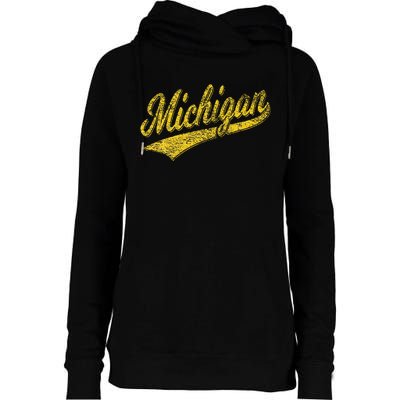 State Of Michigan Varsity Script Classic Sports Jersey Style Womens Funnel Neck Pullover Hood