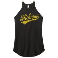 State Of Michigan Varsity Script Classic Sports Jersey Style Women’s Perfect Tri Rocker Tank