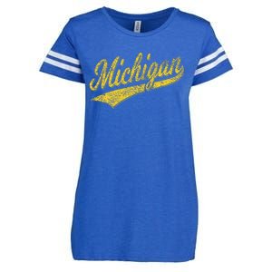 State Of Michigan Varsity Script Classic Sports Jersey Style Enza Ladies Jersey Football T-Shirt