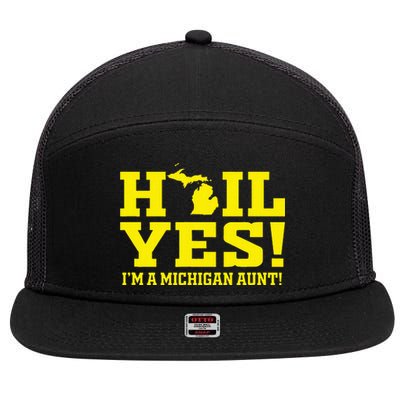 State Of Michigan Hail! Yes Mi Aunt Ann Arbor Gift U M 7 Panel Mesh Trucker Snapback Hat