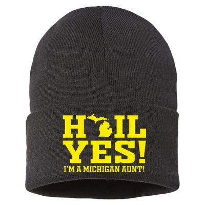 State Of Michigan Hail! Yes Mi Aunt Ann Arbor Gift U M Sustainable Knit Beanie