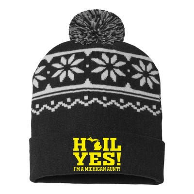 State Of Michigan Hail! Yes Mi Aunt Ann Arbor Gift U M USA-Made Snowflake Beanie