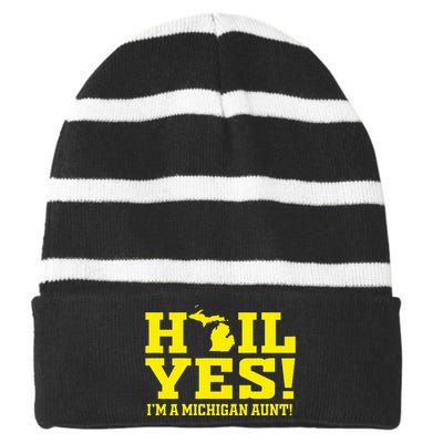 State Of Michigan Hail! Yes Mi Aunt Ann Arbor Gift U M Striped Beanie with Solid Band