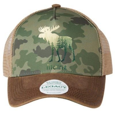 State Of Maine Moose Forest Tree Hunter Wildlife Legacy Tie Dye Trucker Hat