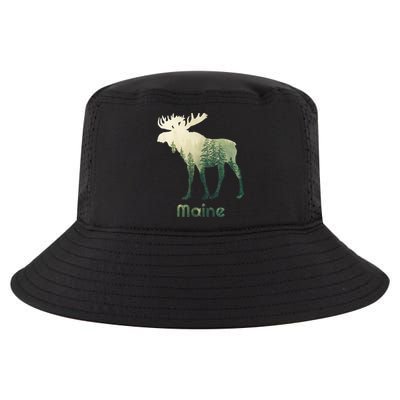 State Of Maine Moose Forest Tree Hunter Wildlife Cool Comfort Performance Bucket Hat