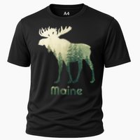 State Of Maine Moose Forest Tree Hunter Wildlife Cooling Performance Crew T-Shirt
