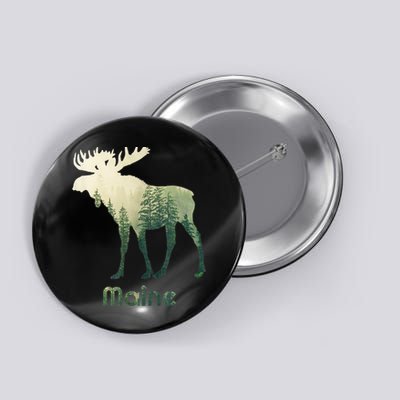 State Of Maine Moose Forest Tree Hunter Wildlife Button
