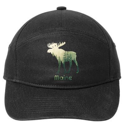 State Of Maine Moose Forest Tree Hunter Wildlife 7-Panel Snapback Hat