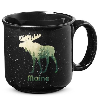 State Of Maine Moose Forest Tree Hunter Wildlife 15oz Campfire Ceramic Mug