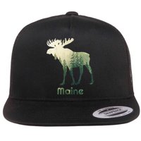 State Of Maine Moose Forest Tree Hunter Wildlife Flatbill Hat