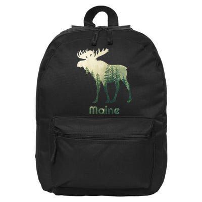 State Of Maine Moose Forest Tree Hunter Wildlife 16 in Basic Backpack