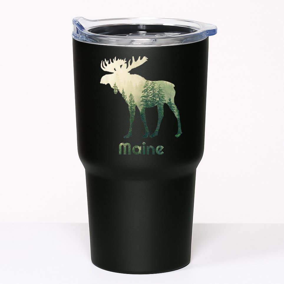 State Of Maine Moose Forest Tree Hunter Wildlife Tumbler