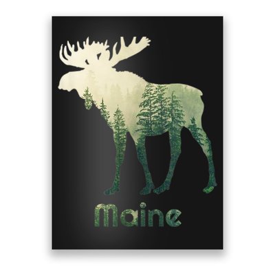 State Of Maine Moose Forest Tree Hunter Wildlife Poster