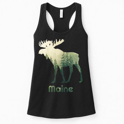 State Of Maine Moose Forest Tree Hunter Wildlife Womens Tank Top
