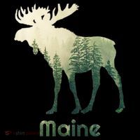 State Of Maine Moose Forest Tree Hunter Wildlife Pom Pom 12in Knit Beanie