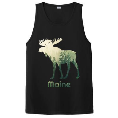 State Of Maine Moose Forest Tree Hunter Wildlife PosiCharge Competitor Tank