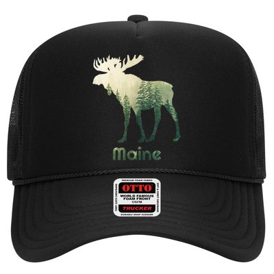 State Of Maine Moose Forest Tree Hunter Wildlife Trucker Hat