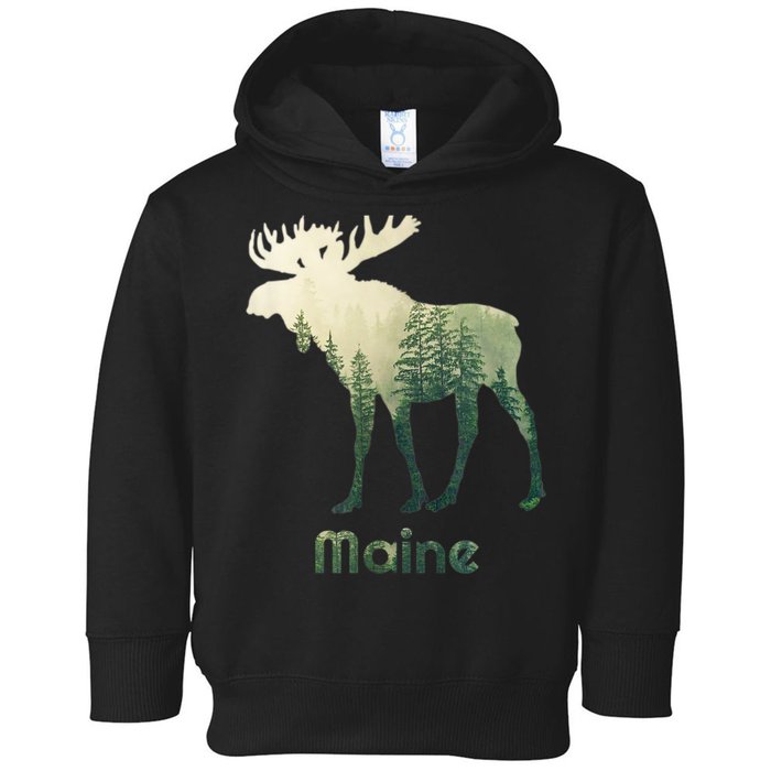 State Of Maine Moose Forest Tree Hunter Wildlife Toddler Hoodie