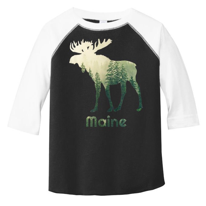 State Of Maine Moose Forest Tree Hunter Wildlife Toddler Fine Jersey T-Shirt