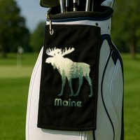 State Of Maine Moose Forest Tree Hunter Wildlife Golf Towel