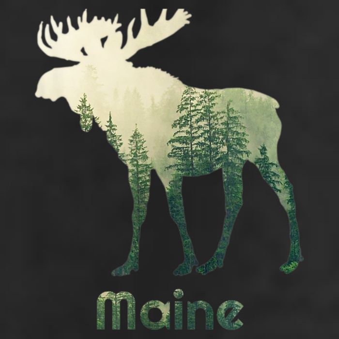 State Of Maine Moose Forest Tree Hunter Wildlife Golf Towel