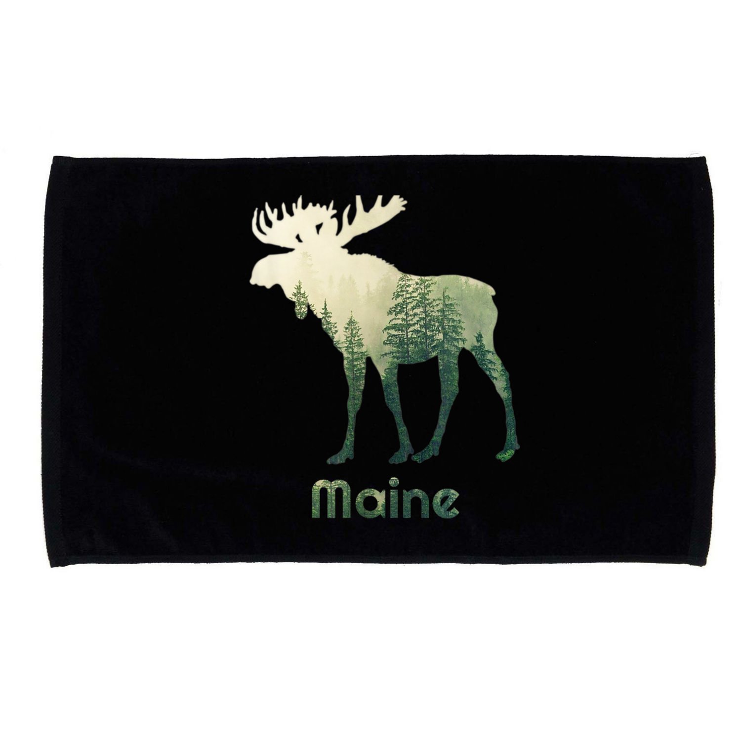 State Of Maine Moose Forest Tree Hunter Wildlife Microfiber Hand Towel