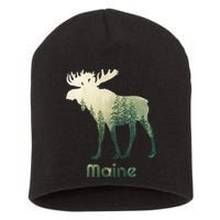 State Of Maine Moose Forest Tree Hunter Wildlife Short Acrylic Beanie