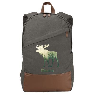 State Of Maine Moose Forest Tree Hunter Wildlife Cotton Canvas Backpack