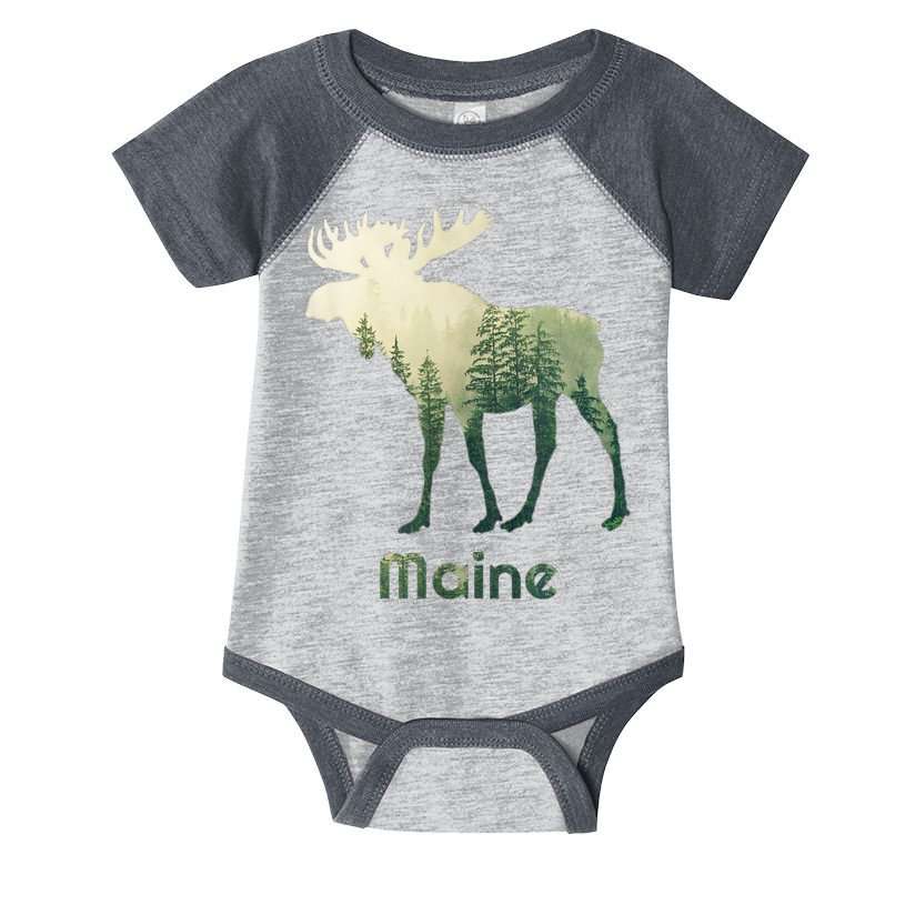 State Of Maine Moose Forest Tree Hunter Wildlife Infant Baby Jersey Bodysuit