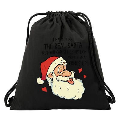 Sit On My Lap Funny Rude Xmas Naughty Christmas Drawstring Bag