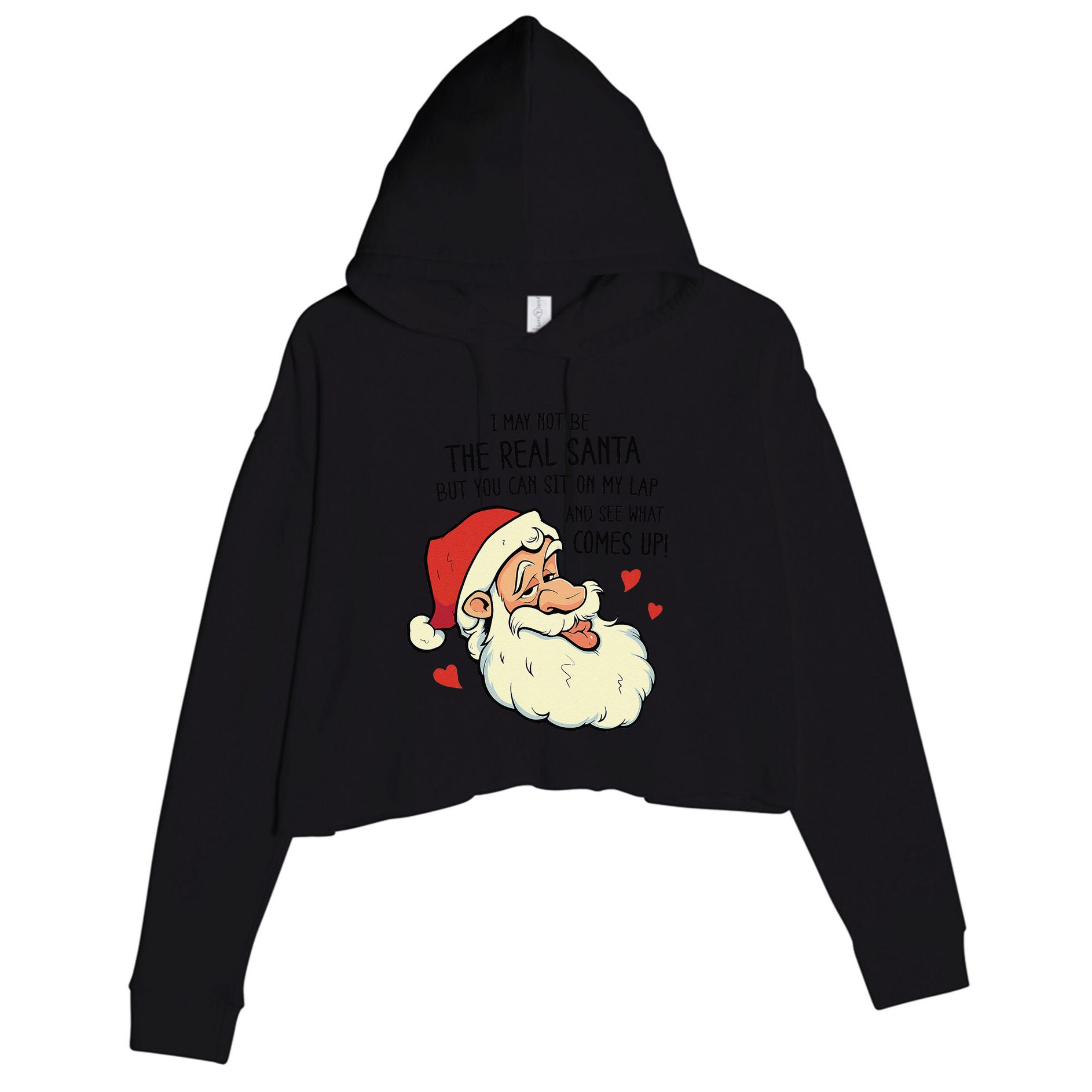 Sit On My Lap Funny Rude Xmas Naughty Christmas Crop Fleece Hoodie
