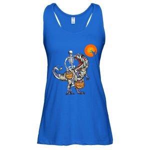 Skeleton On Mummy Dinosaur T Rex Halloween Gift Gift Ladies Essential Flowy Tank