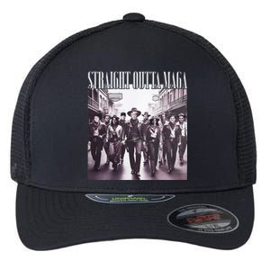 Straight Outta Maga Funny Trump 2024 Flexfit Unipanel Trucker Cap