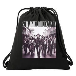 Straight Outta Maga Funny Trump 2024 Drawstring Bag