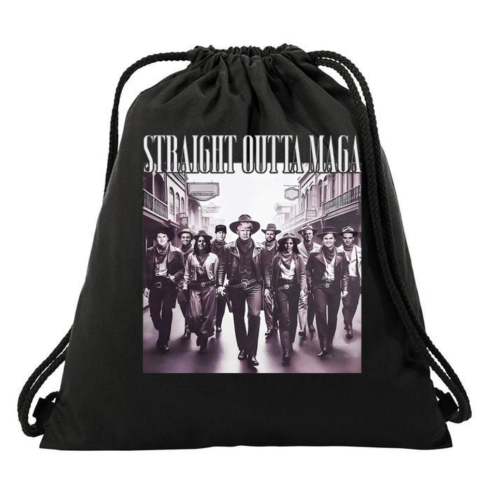 Straight Outta Maga Funny Trump 2024 Drawstring Bag