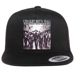 Straight Outta Maga Funny Trump 2024 Flat Bill Trucker Hat