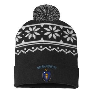 State Of Massachusetts Flag The Bay State Boston Salem USA-Made Snowflake Beanie