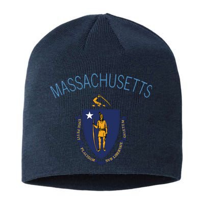 State Of Massachusetts Flag The Bay State Boston Salem Sustainable Beanie