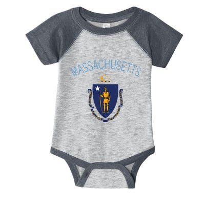 State Of Massachusetts Flag The Bay State Boston Salem Infant Baby Jersey Bodysuit