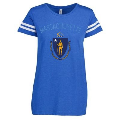 State Of Massachusetts Flag The Bay State Boston Salem Enza Ladies Jersey Football T-Shirt