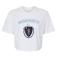 State Of Massachusetts Flag The Bay State Boston Salem Bella+Canvas Jersey Crop Tee