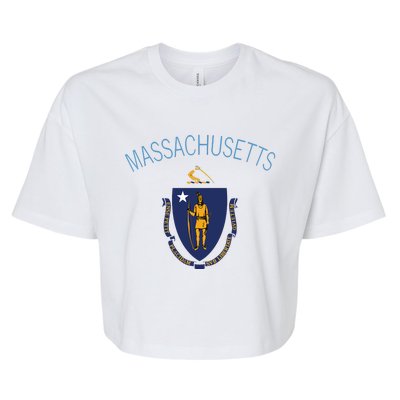 State Of Massachusetts Flag The Bay State Boston Salem Bella+Canvas Jersey Crop Tee