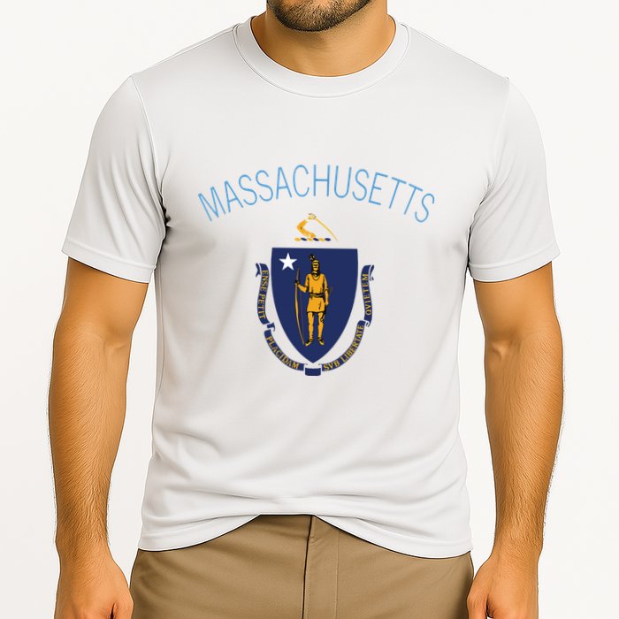 State Of Massachusetts Flag The Bay State Boston Salem Cooling Performance Crew T-Shirt