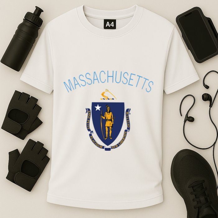State Of Massachusetts Flag The Bay State Boston Salem Cooling Performance Crew T-Shirt